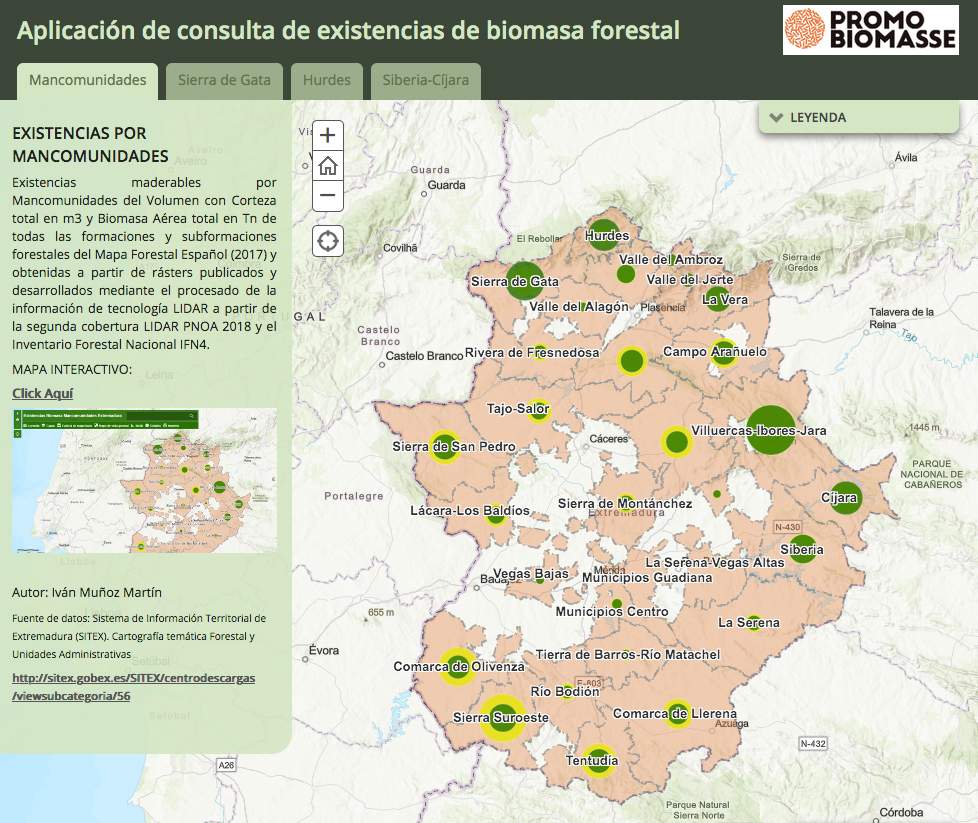 geoportal biomasa forestal extremadura promobiomasse agenex